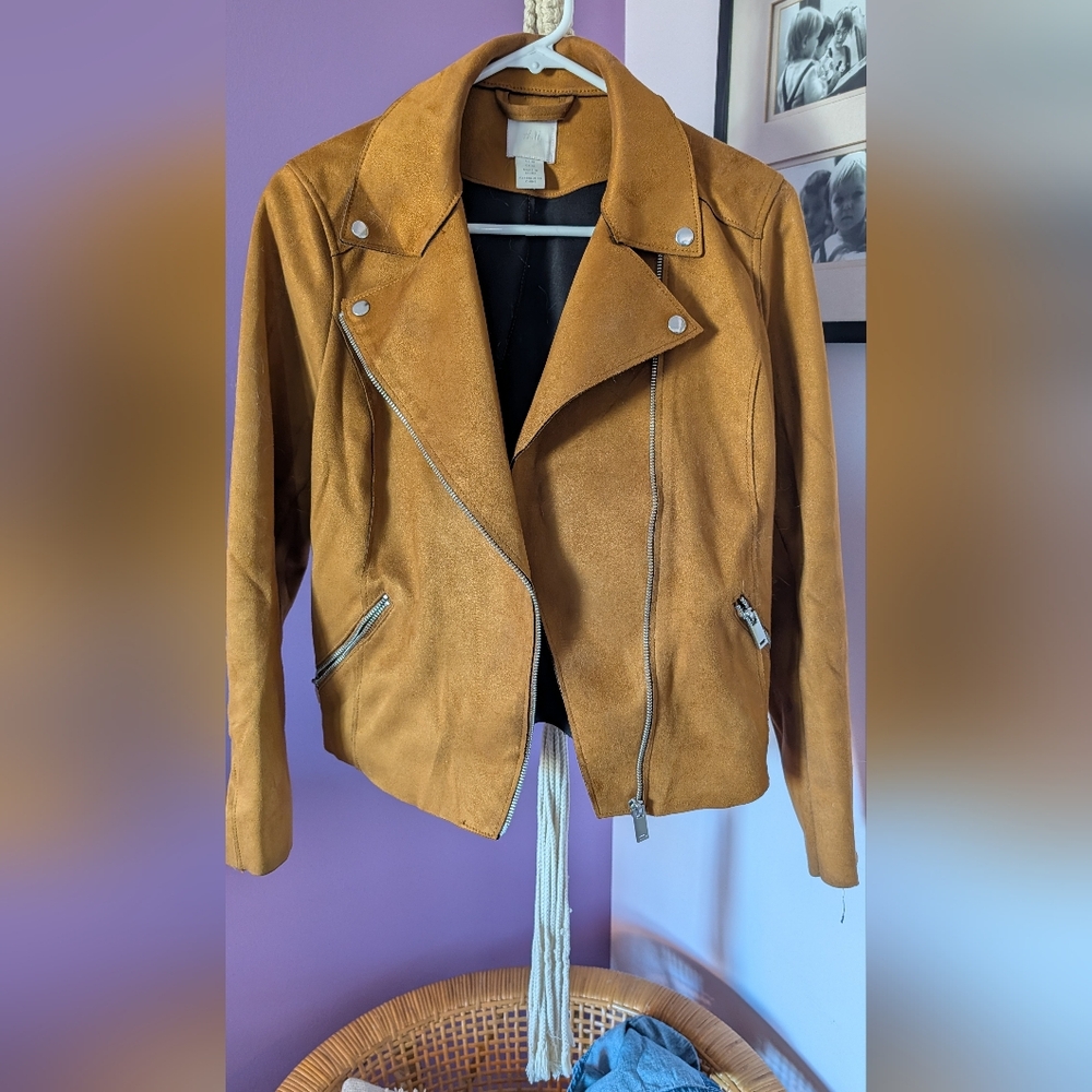 Camel Suede Moto Jacket